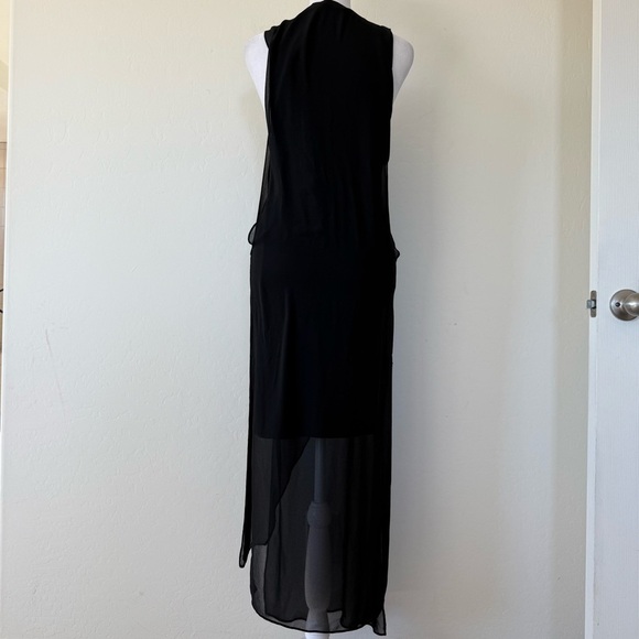 Zara Black Chiffon Sheer Drapey Lagenlook Tank Midi Dress Medium - Picture 10 of 16